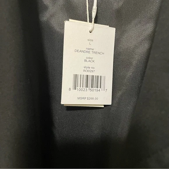 Walter Baker Coat Black Bottoms Pockets Belt Size Large - Picture 8 of 9